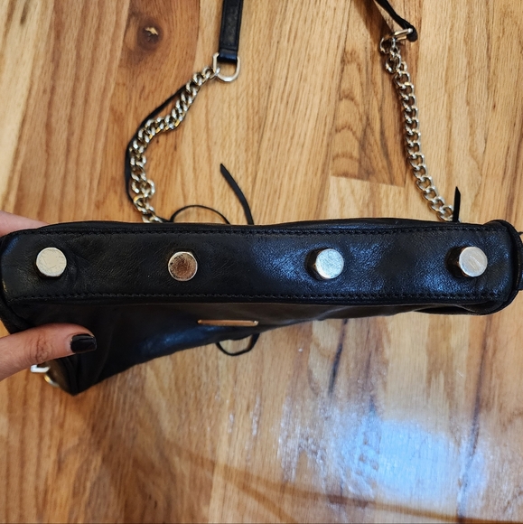 Rebecca Minkoff Moto 3 Zip Leather Chain Crossbody Handbag Plum 9”W x 6”H - Picture 6 of 11